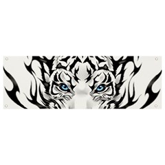 White And Black Tiger Banner And Sign 9  X 3  by Sarkoni