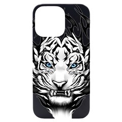 White And Black Tiger Iphone 14 Pro Max Black Uv Print Case by Sarkoni