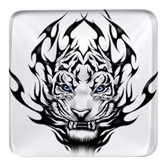 White And Black Tiger Square Glass Fridge Magnet (4 Pack)