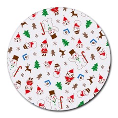 Christmas Santa Claus Pattern Round Mousepad by Sarkoni