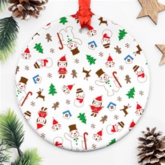 Christmas Santa Claus Pattern Ornament (Round)