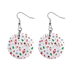 Christmas Santa Claus Pattern Mini Button Earrings by Sarkoni