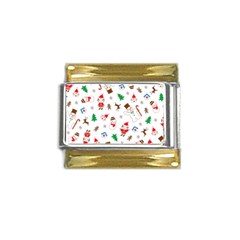 Christmas Santa Claus Pattern Gold Trim Italian Charm (9mm)