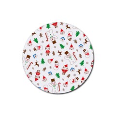 Christmas Santa Claus Pattern Rubber Round Coaster (4 pack)