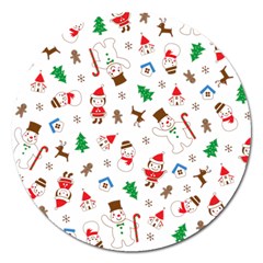 Christmas Santa Claus Pattern Magnet 5  (Round)