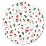 Christmas Santa Claus Pattern Magnet 5  (Round) Front