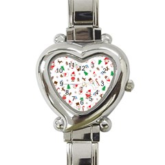 Christmas Santa Claus Pattern Heart Italian Charm Watch by Sarkoni