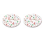 Christmas Santa Claus Pattern Cufflinks (Oval) Front(Pair)