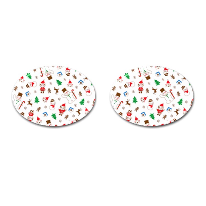 Christmas Santa Claus Pattern Cufflinks (Oval)