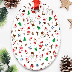 Christmas Santa Claus Pattern Oval Ornament (Two Sides)