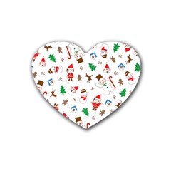 Christmas Santa Claus Pattern Rubber Coaster (Heart)