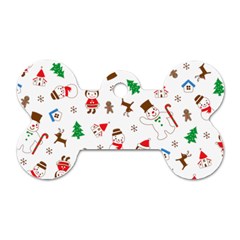 Christmas Santa Claus Pattern Dog Tag Bone (two Sides) by Sarkoni