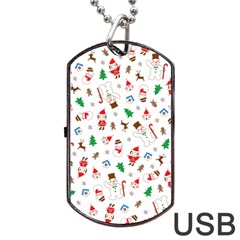 Christmas Santa Claus Pattern Dog Tag USB Flash (Two Sides)