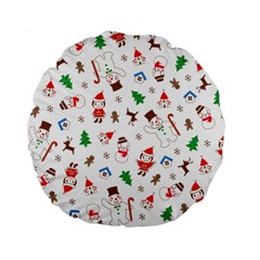 Christmas Santa Claus Pattern Standard 15  Premium Flano Round Cushions