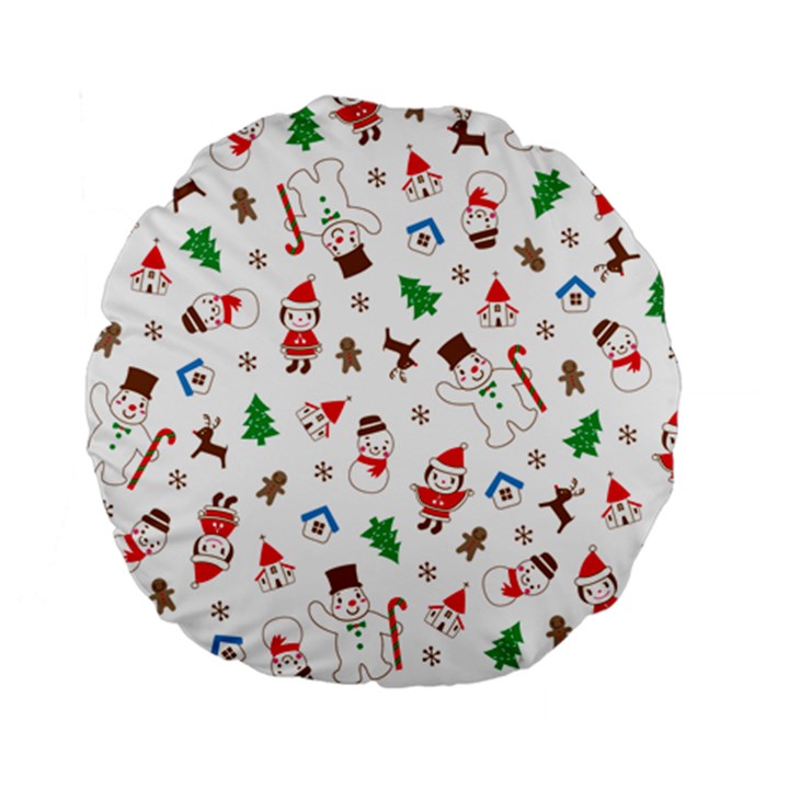 Christmas Santa Claus Pattern Standard 15  Premium Flano Round Cushions