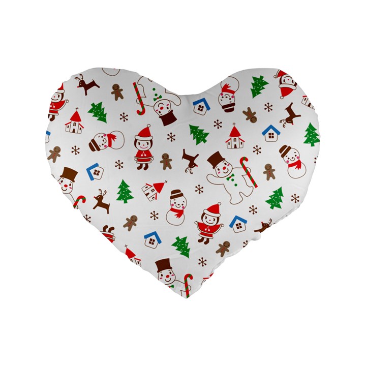 Christmas Santa Claus Pattern Standard 16  Premium Flano Heart Shape Cushions