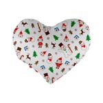 Christmas Santa Claus Pattern Standard 16  Premium Flano Heart Shape Cushions Back