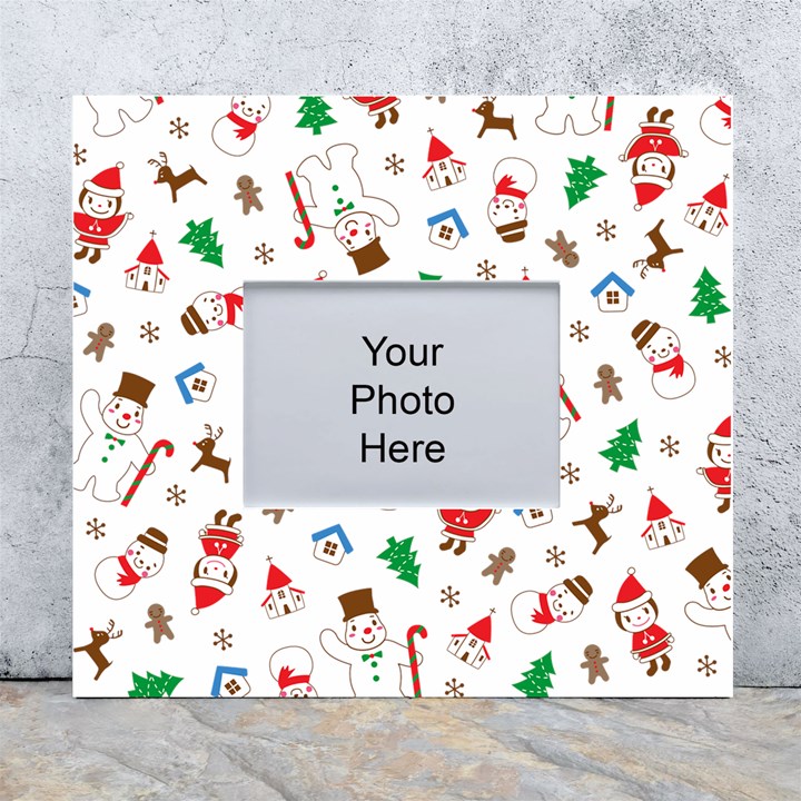 Christmas Santa Claus Pattern White Wall Photo Frame 5  x 7 