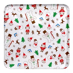 Christmas Santa Claus Pattern Square Glass Fridge Magnet (4 Pack) by Sarkoni