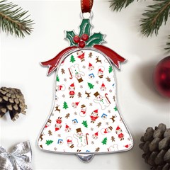 Christmas Santa Claus Pattern Metal Holly Leaf Bell Ornament