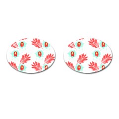 Batik T- Shirt Batik Flowers Pattern 17 Cufflinks (oval) by EnriqueJohnson