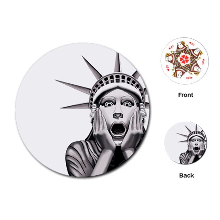 Funny Statue Of Liberty Parody Playing Cards Single Design (Round)