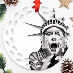 Funny Statue Of Liberty Parody Ornament (round Filigree) by Sarkoni