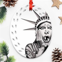 Funny Statue Of Liberty Parody Oval Filigree Ornament (two Sides) by Sarkoni