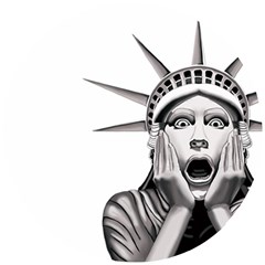 Funny Statue Of Liberty Parody Wooden Puzzle Round by Sarkoni