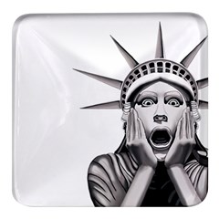 Funny Statue Of Liberty Parody Square Glass Fridge Magnet (4 Pack) by Sarkoni