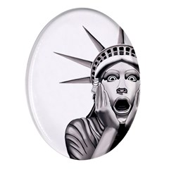 Funny Statue Of Liberty Parody Oval Glass Fridge Magnet (4 Pack) by Sarkoni