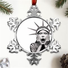 Funny Statue Of Liberty Parody Metal Small Snowflake Ornament by Sarkoni