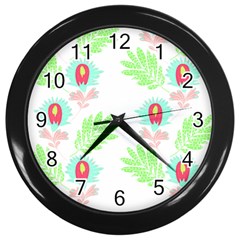 Batik T- Shirt Batik Flowers Pattern 18 Wall Clock (black) by EnriqueJohnson