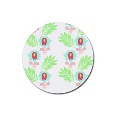 Batik T- Shirt Batik Flowers Pattern 18 Rubber Round Coaster (4 Pack) by EnriqueJohnson