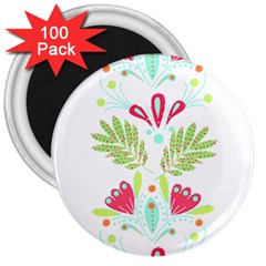 Batik T- Shirt Batik Flowers Pattern T- Shirt 3  Magnets (100 Pack)