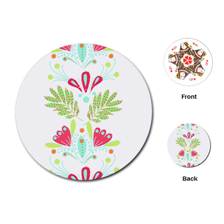 Batik T- Shirt Batik Flowers Pattern T- Shirt Playing Cards Single Design (Round)