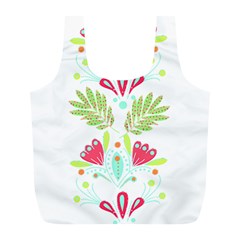 Batik T- Shirt Batik Flowers Pattern T- Shirt Full Print Recycle Bag (l)