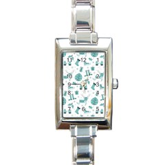 Christmas Seamless Pattern Design Rectangle Italian Charm Watch by Sarkoni