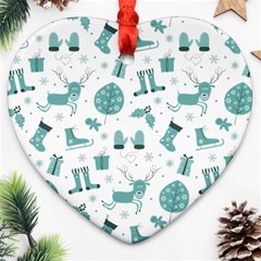 Christmas Seamless Pattern Design Heart Ornament (two Sides) by Sarkoni