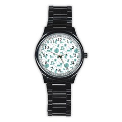 Christmas Seamless Pattern Design Stainless Steel Round Watch by Sarkoni