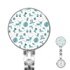 Christmas Seamless Pattern Design Stainless Steel Nurses Watch by Sarkoni