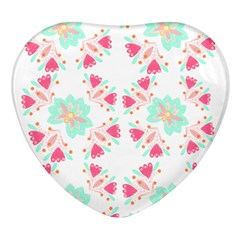 Batik T- Shirt Flowers Batik Pattern T- Shirt Heart Glass Fridge Magnet (4 Pack) by EnriqueJohnson