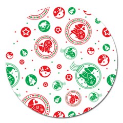 Merry Christmas Geometric Pattern Magnet 5  (round) by Sarkoni