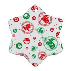 Merry Christmas Geometric Pattern Snowflake Ornament (two Sides) by Sarkoni