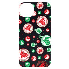 Merry Christmas Geometric Pattern Iphone 14 Plus Black Uv Print Case by Sarkoni