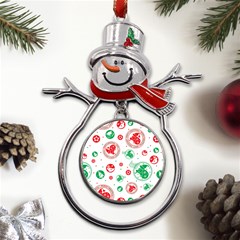 Merry Christmas Geometric Pattern Metal Snowman Ornament by Sarkoni