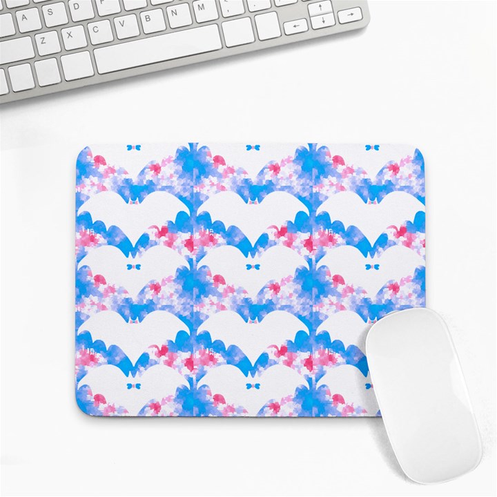 Bats Pattern T- Shirt White Bats And Bows Blue Pink T- Shirt Small Mousepad