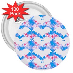 Bats Pattern T- Shirt White Bats And Bows Blue Pink T- Shirt 3  Buttons (100 Pack)  by EnriqueJohnson