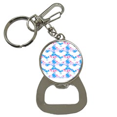 Bats Pattern T- Shirt White Bats And Bows Blue Pink T- Shirt Bottle Opener Key Chain by EnriqueJohnson