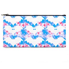 Bats Pattern T- Shirt White Bats And Bows Blue Pink T- Shirt Pencil Case by EnriqueJohnson